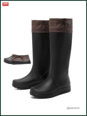 Women's Knee-High Rain Boots Waterproof PVC Rubber Slip-Resistant Tall Wellies